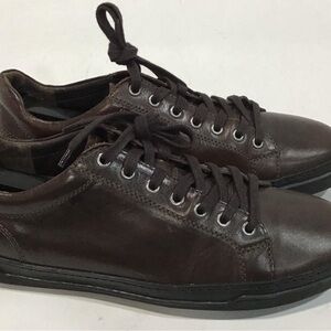 Men's Allen Edmonds Brown Leather Sneakers Shoes Size 8.5D
